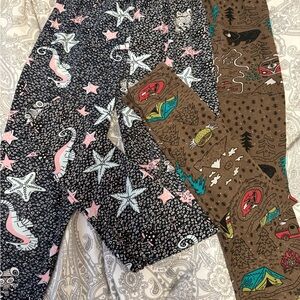 JUST COZY Womens Starfish & Seahorse Leggings  - Pink and Brown